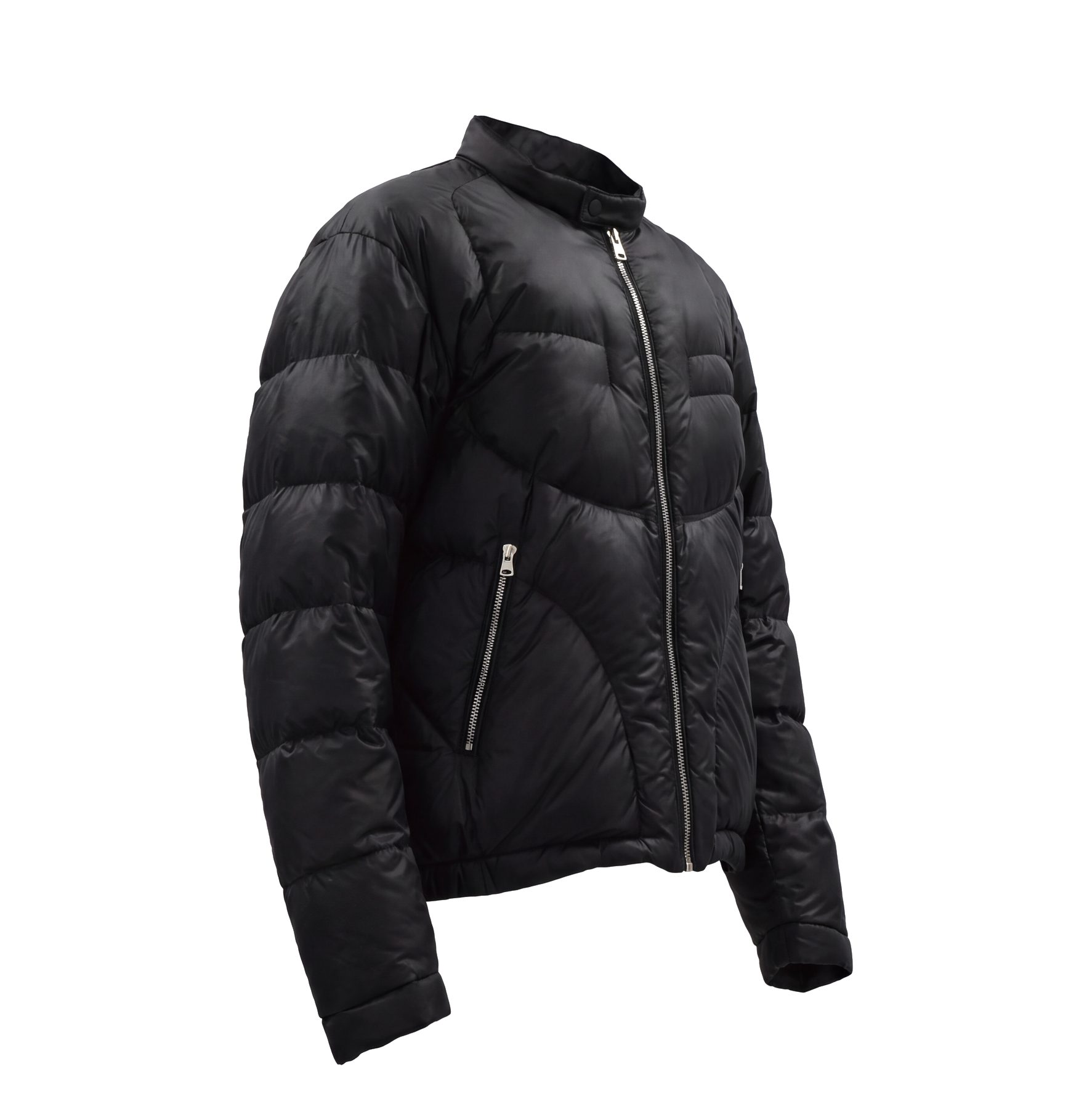 Schwarze Daunenjacke mit Stehkragen